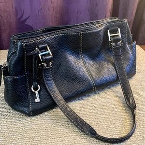Vintage Black Leather Fossil Shoulder Bag, EUC